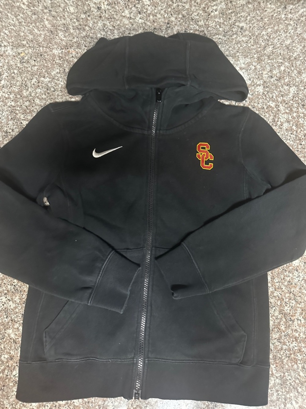 USC Nike Trojans Full Zip Hoodie Sweatshirt Black Size Small
